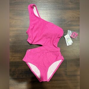 Michael Kors Hot Pink One Shoulder Cutout Swimsuit 8 | NWT | $98 Retail